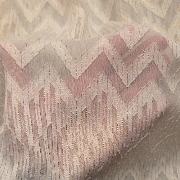 MAETTE BLOUSE LONG BELL SLEEVE V-NECK WHITE/GOLD SHIMMER TUNIC MEDIUM - Picture 8 of 12